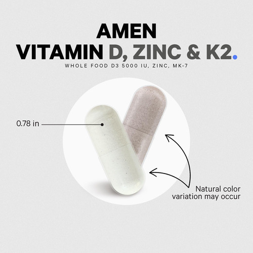 Suplemento De Vitamina D3 De Amém 5000 Ui, K2 E Zinco 60 Cáp - Imagem 6