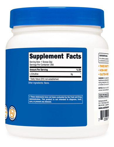 Suplemento Nutricost Pure L-citrulina Em Pó 600g - Imagem 5