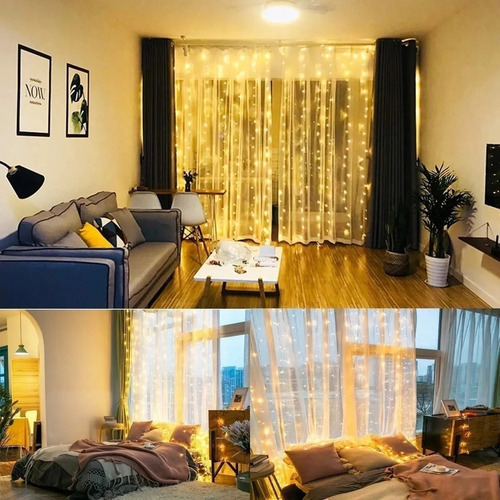 Cortina De Luz Led De Decoração Com Controle Remoto 3x3m - Imagem 6