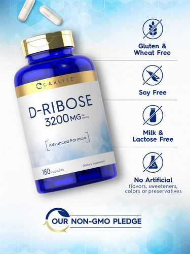 Suplemento Carlyle D-ribose Em Cápsulas 3200 Mg 180 Unidades - Imagem 4