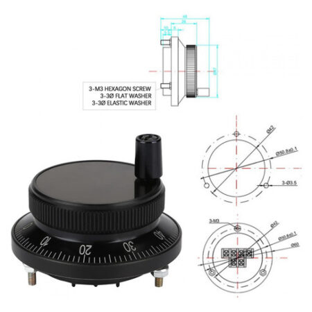 60mm Preto Controle Manual Roda De Pulso Encoder Moinho Rout - Imagem 3