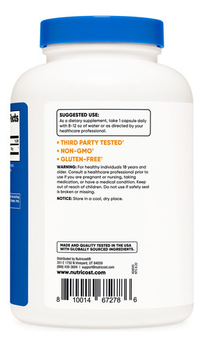 Suplemento Nutricost Gaba (ácido Gama-aminobutírico) 750 Mg - Imagem 3