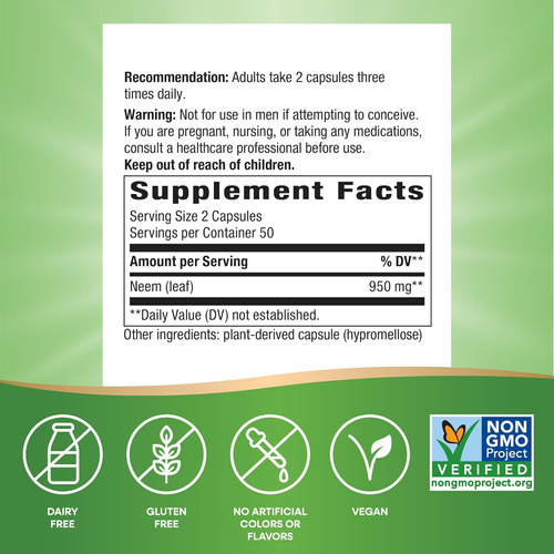 Folha De Neem Herbal Da Natures Way, Suporte Intestinal Trad - Imagem 5