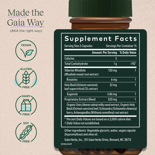 Suplemento Gaia Herbs Stress Response Phyto-caps 30 Cápsulas - Imagem 2