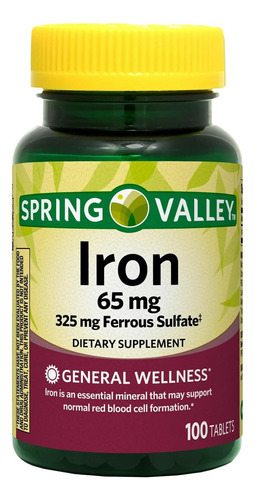 Spring Valley - Ferro 65 Mg, 100 Comprimidos