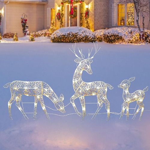3pcs Flashes De Enfeite De Natal De Jardim Led De Renas - Imagem 8