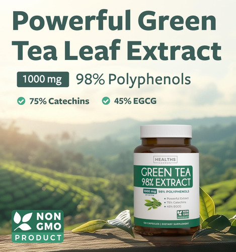 Cápsulas De Extrato De Chá Verde 98% Com Egcg - Contagem De - Imagem 2