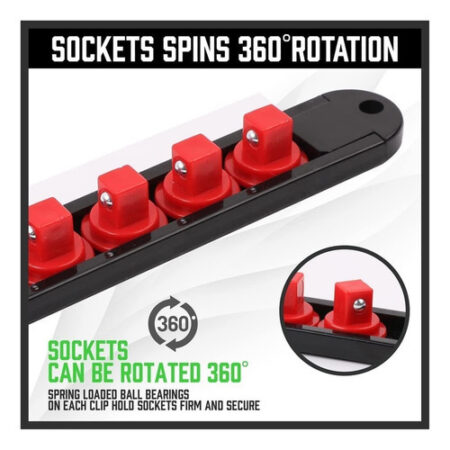6pc Abs Socket Organizer Suporte De Soquete Giratório De 360 - Imagem 5