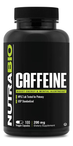 Cápsulas De Cafeína Nutrabio 100% Pura (100 Cápsulas)