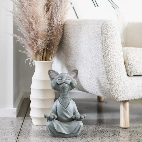 Estátua De Gato Meditando Para Ioga, Estatueta De Gato Zen, - Imagem 16