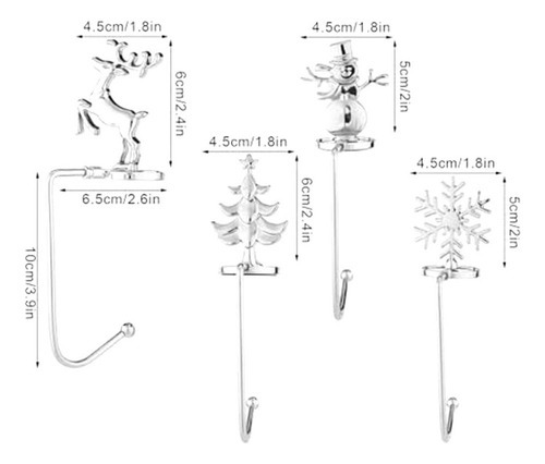 Suporte Meias Natal Metal Xmas Tree Snowflake, 4 Peças - Imagem 6
