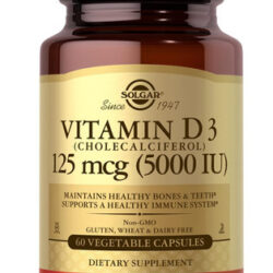 Solgar Vitamina D3 (colecalciferol) 125 Mcg (5000 Ui), 60 Cá