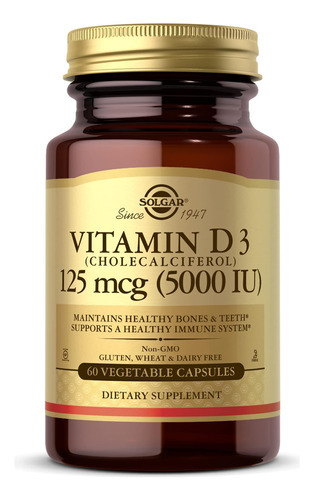 Solgar Vitamina D3 (colecalciferol) 125 Mcg (5000 Ui), 60 Cá