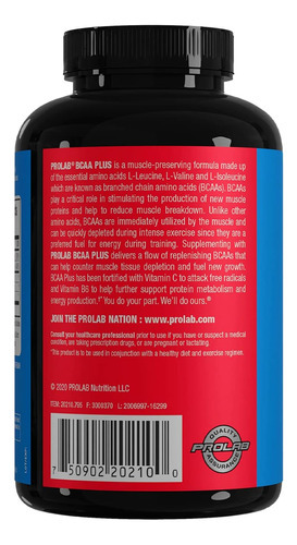 Prolab Bcaa Plus, Cápsulas De Aminoácidos De Cadeia Ramifica - Imagem 3