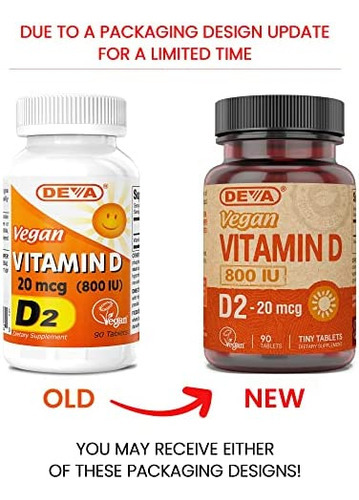 Deva Vegan Vitamins Vitamina D 800 Ui, 90 Ct - Imagem 2