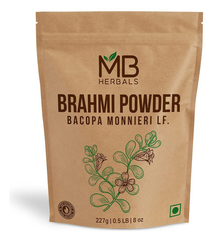 Mb Herbals Puro Brahmi Em Pó 227g | Meia Libra | Pó De Bacop - Imagem 3