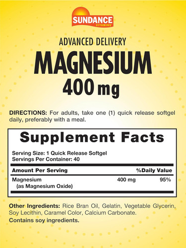 Sundance Magnésio 400mg | 40 Cápsulas Softgel De Entrega Ava - Imagem 2