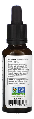 Óleo De Neem Now Foods 100% Pure 30ml Importado 4un - Imagem 3