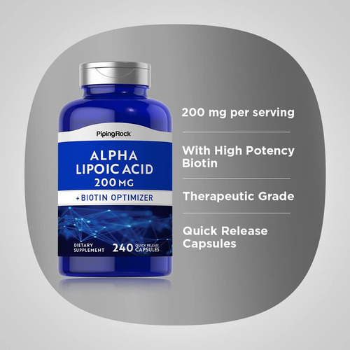 Piping Rock Ácido Alfa Lipóico 200mg | 240 Cápsulas | Mais B - Imagem 3