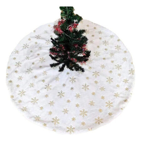 Saia Árvore Natal Frisado Floco Neve 120cm Branco Decoração — foto 4 Saia Árvore Natal Frisado Floco Neve 120cm Branco Decoração — foto 4