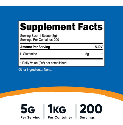 Suplemento Nutricost L-glutamina Em Pó 1 Kg Sem Sabor - Imagem 2
