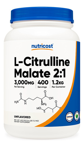 Suplemento Nutricost De Malato De L-citrulina Em Pó 1,2 Kg