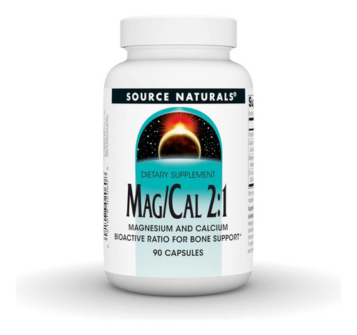 Source Naturals 2:1, Suplemento De Magnésio E Cálcio - 90 Cápsulas