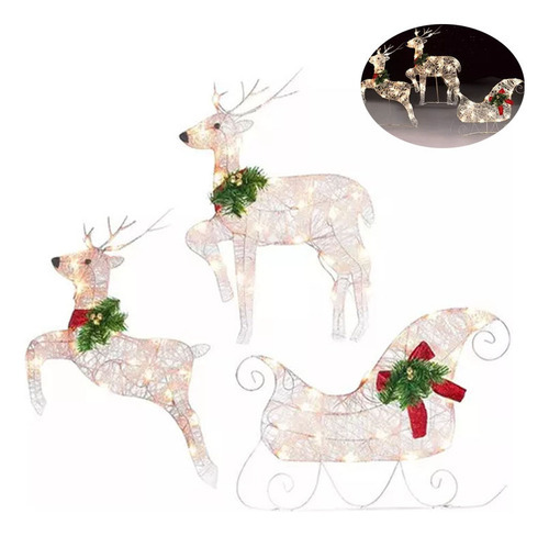 E Novo Trenó De Natal Com Luzes Decorativas Led Para