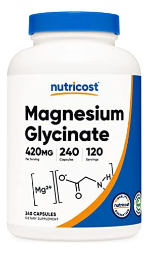 Nutricost Magnésio Glicinato 420mg, 240 Cápsulas - 120 Porç