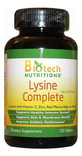 Suplemento Dietético Completo De Lisina Da Biotech Nutrition