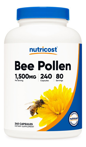 Suplemento Nutricost Bee Pollen 240 Cápsulas 80 Porções