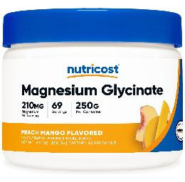 Glicinato De Magnésio Em Pó Nutricost 250g Sabor De Pêssego - Imagem 2