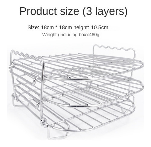 Rack De Três Camadas Airfryers De Aço Inoxidável, Quadrado V - Imagem 3