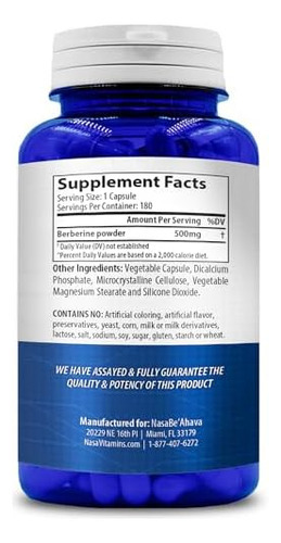 Complexo Nasabeahava Pura Berberina, 180 Cápsulas 500 Mg