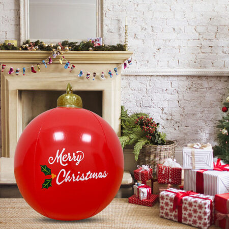 Bola De Natal Decorada Inflável Ao Ar Livre De 60 Cm - Imagem 5