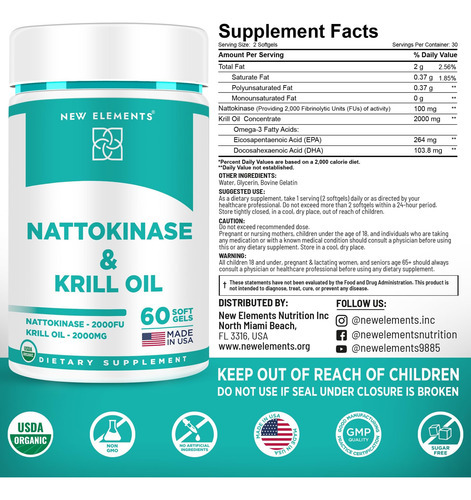 Suplemento Nattokinase 4000 Fu Orgânico Com Óleo De Krill An - Imagem 2