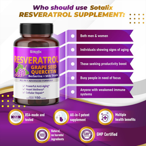 Resveratrol 24.000 Mg Com Semente De Uva + Quercetina Berber - Imagem 5