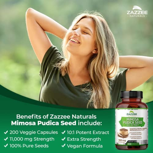 Zazzee Mimosa Pudica Seed 10:1 Extract, 200 Vegan Capsules, - Imagem 3