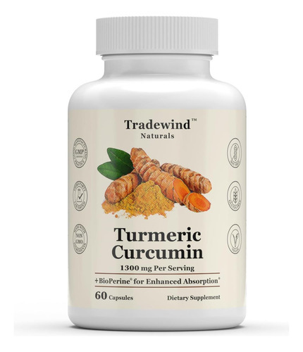 Tradewind Naturals Açafrão Curcumina 1300mg - Açafrão Premiu