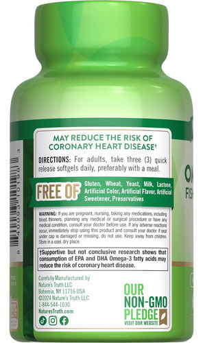 Natures Truth Triplo Omega 3-6-9 Softgels | 3600mg | 60 Cont - Imagem 7