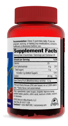 Natures Way Tart Cherry Ultra Gummies, Suporte Antioxidante - Imagem 7
