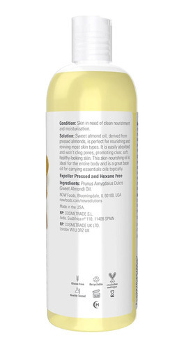 Óleo De Amendoa 473ml Now Foods Almond Oil Puro 3un - Imagem 4