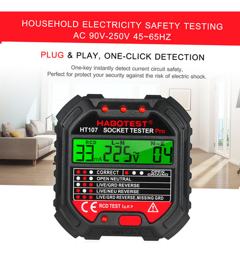 Testador De Tomada Elétrica Habotest Com Display De Tensão 9 - Imagem 4