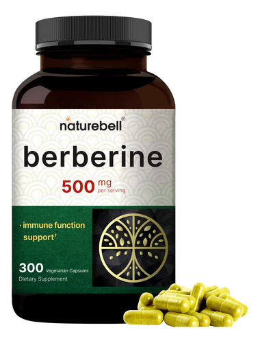 Suplemento Naturebell Berberine 500 Mg 300 Cápsulas Vegetais