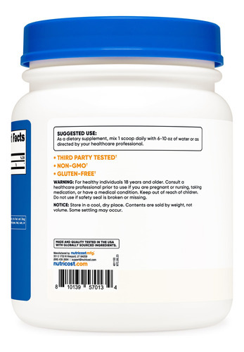 Suplemento Nutricost L-tirosina Em Pó 500g 1000mg/porção - Imagem 5