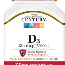 21st Century Healthcare Vitamina D3 125 Mcg (5.000 Ui) Cápsu