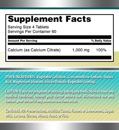 Fórmulas Incríveis Citrato De Cálcio 1000 Mg | Comprimidos | - Imagem 4