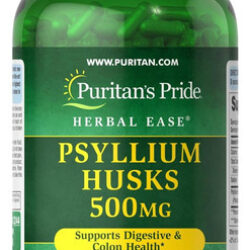 Puritans Pride Herbal Ease® Psyllium Husks 500mg, Suplemento