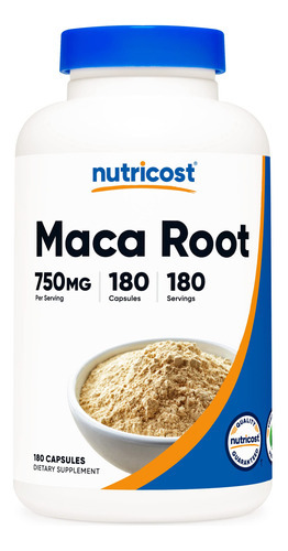 Suplemento Nutricost Maca Root 750 Mg 180 Cápsulas