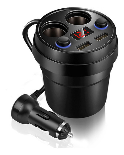 Carregador De Carro Dual Usb Cup Com Cigarro Multifunções De - Imagem 2
